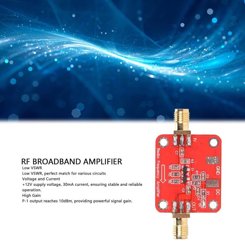 Bewinner 10dBm RF Broadband Amplifier, 10KHz-100MHz High Frequency, High Gain, Low VSWR, 12V DC, 30mA, P-1 Output 10dBm - Image 2